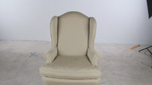 Load and play video in Gallery viewer, Traditional Wingback Lounge Chair with Green Plaid Upholstery and Queen Anne Legs
