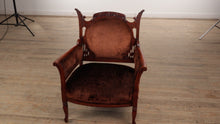 Load and play video in Gallery viewer, Victorian Arm Chair with Brown Velvet Upholstery
