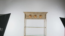 Load and play video in Gallery viewer, Hollywood Regency Gilt Étagère with Glass Shelves and Sunburst Medallions – 87” Display Cabinet
