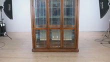 Load and play video in Gallery viewer, The Wexford Grand Curio Cabinet – Solid Oak &amp; Leaded Glass, 76” Tall
