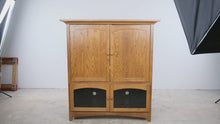 Load and play video in Gallery viewer, Amish Made Solid Oak Entertainment Cabinet Media Armoire
