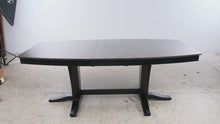 Load and play video in Gallery viewer, John Thomas Furniture Milano Double Pedestal Extension Dining Table in Coal and Black
