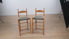 Load and play video in Gallery viewer, Pair of Woven Strap Counter-Height Barstools – Sturdy &amp; Stylish
