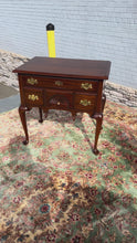 Load and play video in Gallery viewer, Henkel Harris Solid Mahogany Lowboy with Carved Fan Drawer
