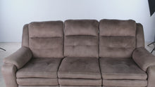 Load and play video in Gallery viewer, Brown Microfiber Manual Reclining Sofa with Three Seats
