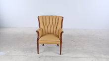 Load and play video in Gallery viewer, Traditional Mahogany Wingback Accent Chair with Tufted Upholstered Back - ONLINE ONLY
