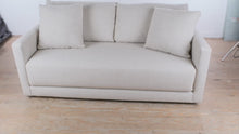 Load and play video in Gallery viewer, Crate and Barrel Gather Apartment Sofa in Beige Textured Upholstery
