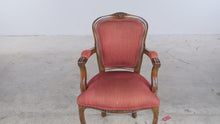 Load and play video in Gallery viewer, French Louis XV Style Carved Wood Armchair with Red Upholstery
