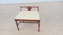 Load and play video in Gallery viewer, Traditional Mahogany Upholstered Vanity Bench with Turned Spindle Back
