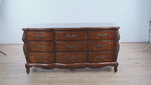 Load and play video in Gallery viewer, Lane Solid Cherry French Provincial Louis XV–Style Nine-Drawer Dresser
