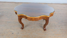 Load and play video in Gallery viewer, Antique Scalloped Coffee Table with Glass Top
