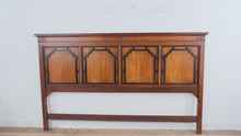 Load and play video in Gallery viewer, Stanley Furniture King Size Bed with Chinoiserie Style Headboard and Metal Frame
