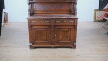 Load and play video in Gallery viewer, Massive Eastlake Buffet with Mirror Back &amp; Marble Top – 92” Tall Statement Piece
