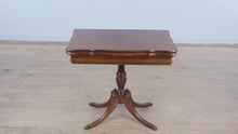 Load and play video in Gallery viewer, Solid Mahogany Flip-Top Pedestal Table by Brandt Furniture
