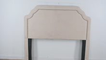 Load and play video in Gallery viewer, Queen Upholstered Headboard with Nailhead Trim – 64”W x 58”H
