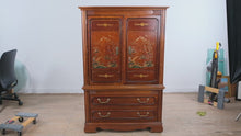 Load and play video in Gallery viewer, Stanley Furniture Asian Inspired Gentleman’s Chest with Hand Painted Panels
