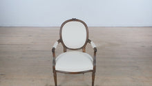 Load and play video in Gallery viewer, McGregor Louis XVI Oval Back Arm Chair – Ivory Upholstery

