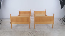 Load and play video in Gallery viewer, Pair of Twin Wood Bed Frames with Panel Headboards
