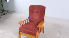 Load and play video in Gallery viewer, Mid Century Danish Modern Lounge Chair in Solid Beech with Upholstered Cushions- ONLINE ONLY
