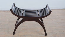 Load and play video in Gallery viewer, Frontgate Curved Slat Wood Bench Stool
