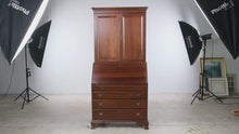 Load and play video in Gallery viewer, Craftique Solid Mahogany Old World Secretary Desk Bookcase Cabinet
