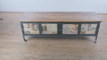 Load and play video in Gallery viewer, Industrial Media Console with Stamp Style Graphic Panel Doors and Metal Frame

