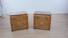 Load and play video in Gallery viewer, Century Furniture Chin Hua Nightstands by Raymond K. Sobota – Pair with Glass Tops
