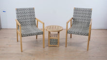 Load and play video in Gallery viewer, 3 Piece Acacia Wood Patio Conversation Set with Woven PE Rattan Chairs and Side Table

