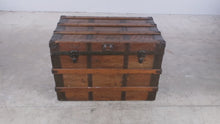 Load and play video in Gallery viewer, Antique Sewell Ship’s Steamer Trunk with Iron Strapping
