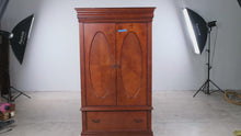Load and play video in Gallery viewer, Traditional Cherry Wood Armoire Wardrobe with Mirrored Doors and Drawers
