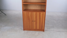 Load and play video in Gallery viewer, Contemporary Cherry Bookcase Cabinet with Storage Doors and Adjustable Shelves
