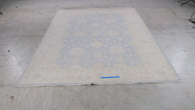Load and play video in Gallery viewer, Pakistani Peshawar Chobi Hand Knotted Wool Rug Blue Ivory 71 x 107
