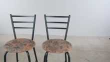 Load and play video in Gallery viewer, Pair of Modern Black Metal Counter Height Bar Stools with Upholstered Seats
