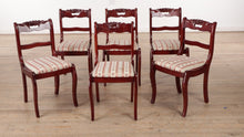 Load and play video in Gallery viewer, Set of 6 Rose Carved Saber Legged Chairs
