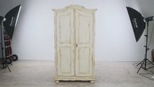 Load and play video in Gallery viewer, Distressed French Country Painted Wood Cabinet
