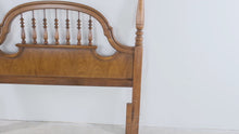 Load and play video in Gallery viewer, Solid Oak Queen Size Headboard with Turned Spindles and Poster Posts

