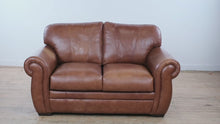 Load and play video in Gallery viewer, The Hamilton Rich Brown Leather Loveseat
