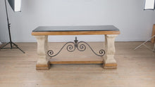 Load and play video in Gallery viewer, Spanish Colonial Style Console Table with Stone Top – 72”

