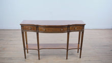 Load and play video in Gallery viewer, Drexel Heritage Serpentine Console Table with Lower Shelf
