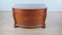 Load and play video in Gallery viewer, Traditional Solid Cherry Serpentine Front Dresser Chest with Carved Details
