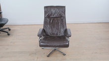 Load and play video in Gallery viewer, Norwegian Leather Swivel Recliner by Skoghaugen Industries
