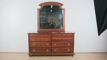 Load and play video in Gallery viewer, Broyhill Mahogany Triple Dresser with Mirror Traditional 9 Drawer Dresser 66W
