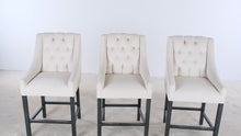 Load and play video in Gallery viewer, Set of 3 Tufted Upholstered Counter Height Bar Stools with Wingback Design - Online Only
