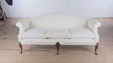 Load and play video in Gallery viewer, Elegant Ivory Chippendale Sofa – Lightly Used Formal Living Room Piece
