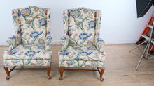 Load and play video in Gallery viewer, Pair of Custom Upholstered Wingback Lounge Chairs
