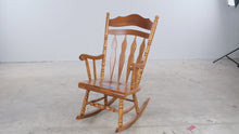 Load and play video in Gallery viewer, Traditional Solid Wood Windsor Rocking Chair with Carved Floral Crest
