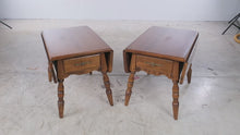 Load and play video in Gallery viewer, Pair of Solid Cherry Drop-Leaf End Tables with Drawers
