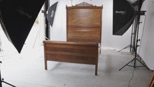 Load and play video in Gallery viewer, Antique Oak Full Size Bed with Tall Headboard
