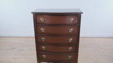Load and play video in Gallery viewer, Olde Salem Mahogany Bow Front Chest of Drawers
