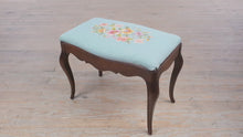 Load and play video in Gallery viewer, Floral Needlepoint Upholstered Bench with Cabriole Legs
